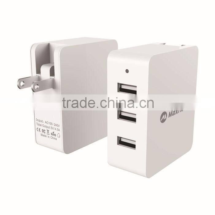 High Quality3 Port USB Rapid Wall Charger home charger with EU/US/AU/KC Plug