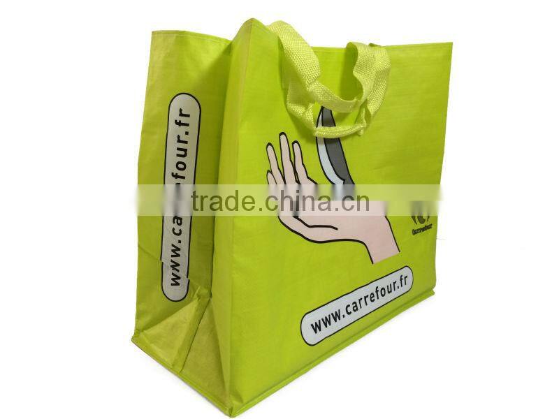 2015 recycled laminated pp woven bag with customized logo