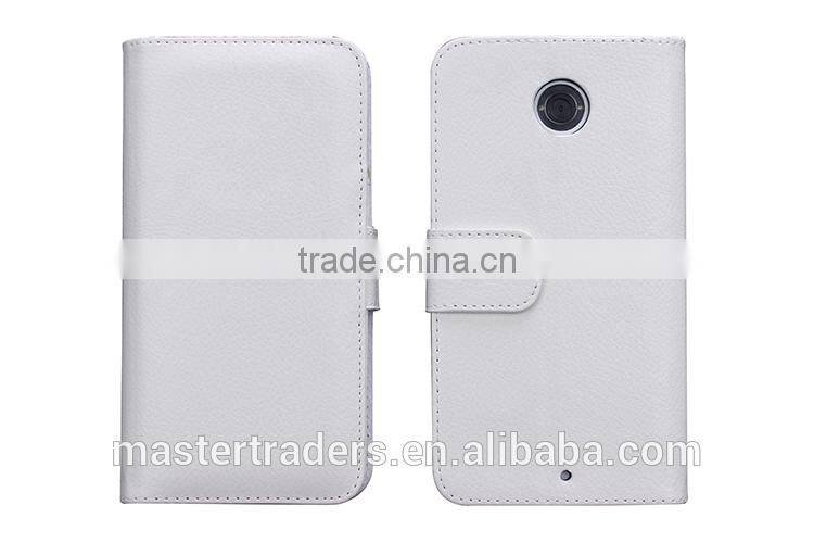 Cheap Multi Function Litchi Grain Stand Wallet PU Leather Case With Card Slot And PC Back Cover For Google 6 MT-3690