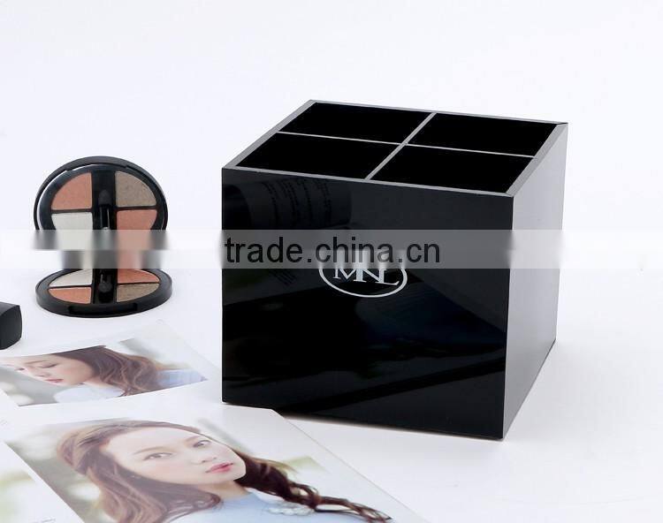 Customized Black Acrylic lipstick Holder Cosmetic Makeup Brush Organizer Display Stand Case