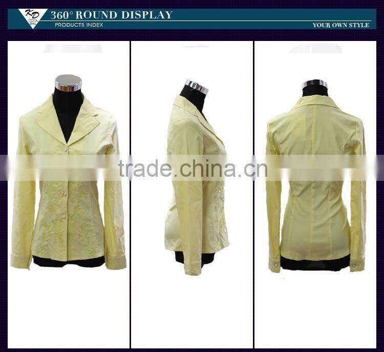 2016 ladies' plain t-shirts OEM service lapel collar casual suit design custom shirts