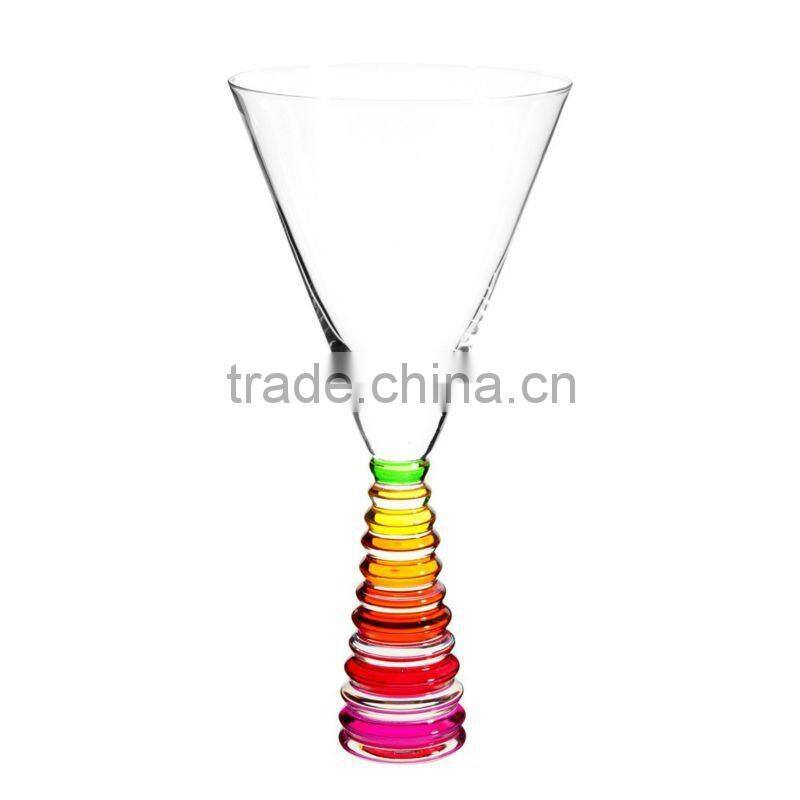 Colored wine glass, Spinning top multicoloured glass