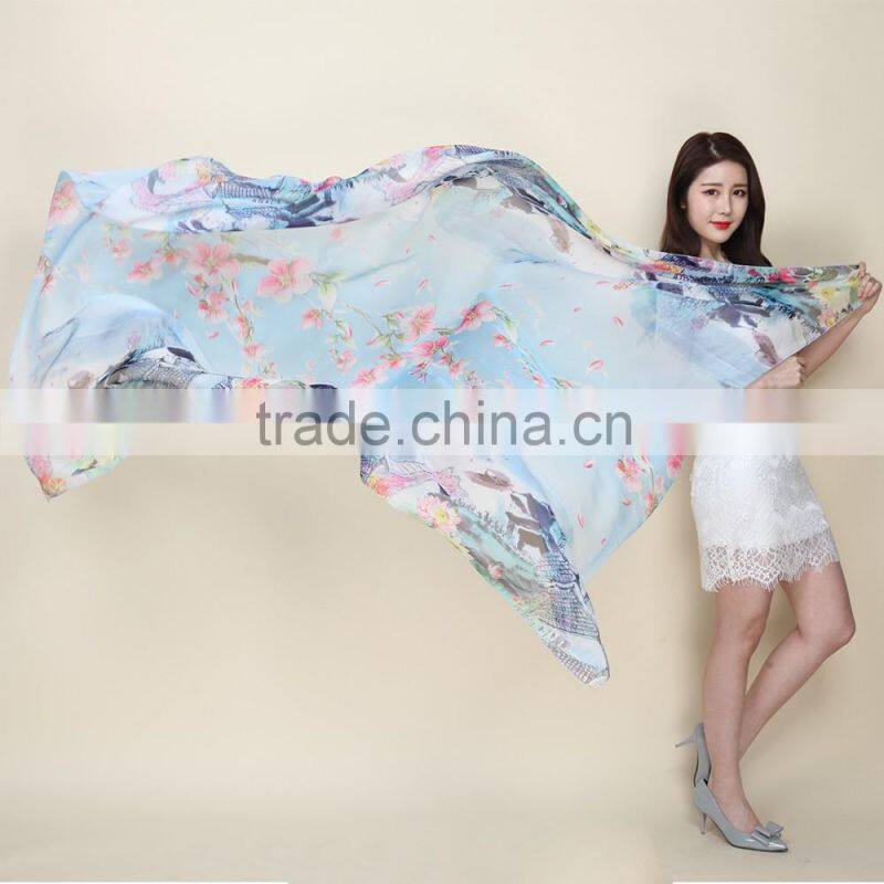 magnificent turkish european style digital printed hangzhou silk satin scarf ,long silk shawl lady china manufacturer wholesale