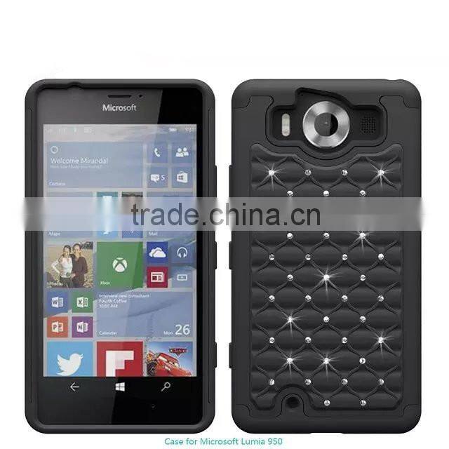 Keno Hybrid Studded Diamond Bling Case Cover for Microsoft Lumia 950