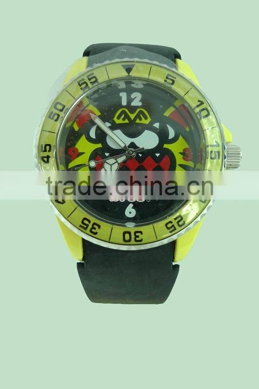 Products Bros Tiger Unisex Waterproof PVC Band Rubber Wrist Black Watch With Cartoon