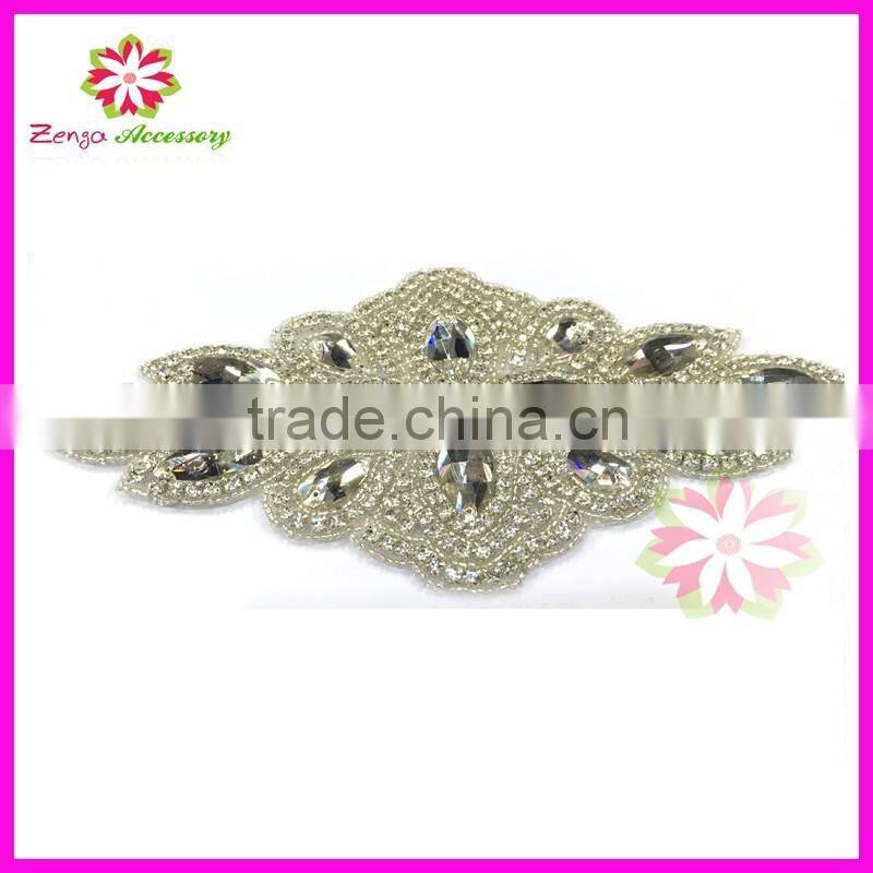 Handmade rhinestone sash applique for bridal wedding dress