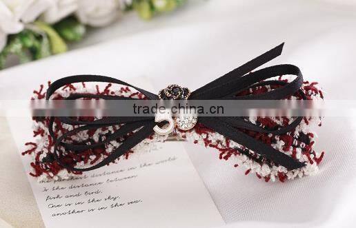 newest elagant metal hair duck clip design hair bow lace magnetic crystal hair clip