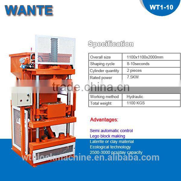 WT1-10 interlocking clay brick machine,interlocking brick machine price