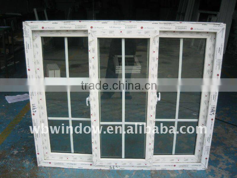 60mm series pvc sliding windows with grill design
