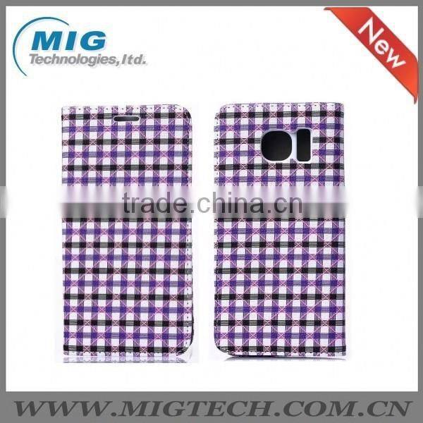 For samsung galaxy S6 Grid pattern PU leather case Cell phone case, For Samsung S6 or For Samsung S6 edge