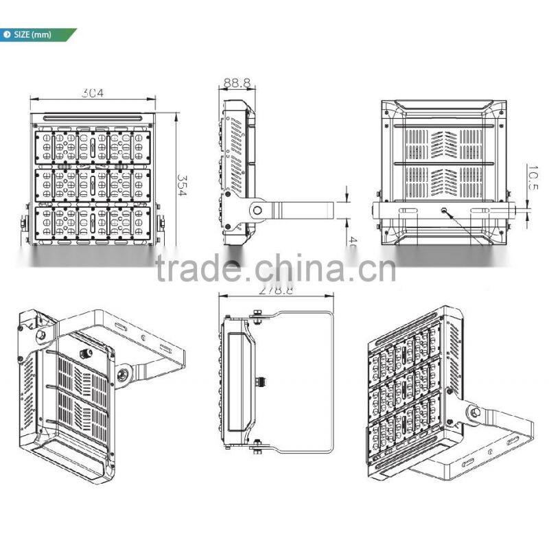 100-140lm/W Different Beam Angle Modular Design Adjustable Bracket CE Rohs Meanwell Driver 90W LED Tunnel Light