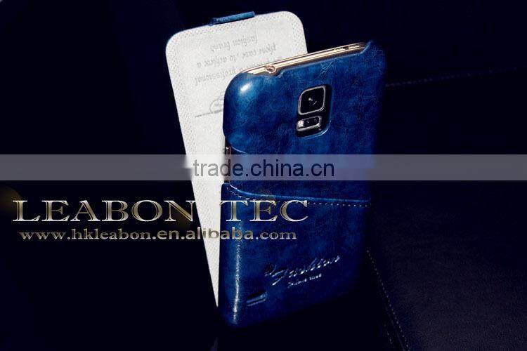 Rose Leopard Skin PU Credit Card Slot Magnetic Strap for Samsung Galaxy S5 Wallet Case Leather