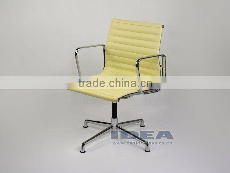 Replica Charles Low Back Ribbed meeting Chair - Cream White Color Genuine Leather