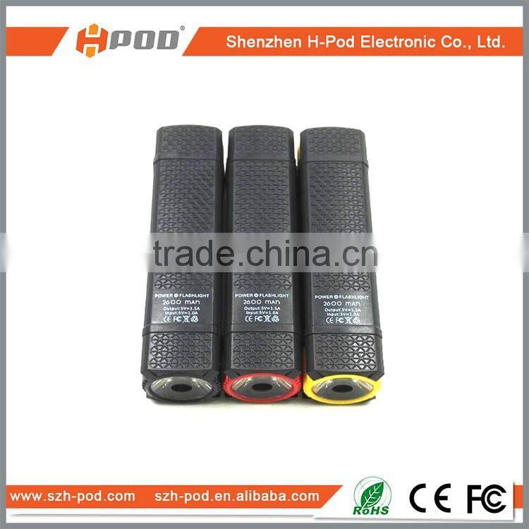 New style 2600mah power bank with led torch flashlight