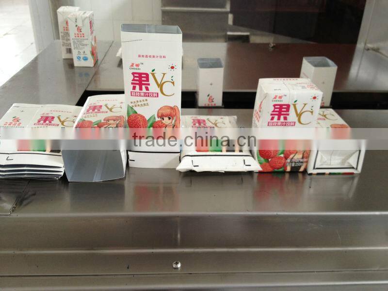 cangzhou factory supply 250ml slim shape juice carton with straw filling packing machine