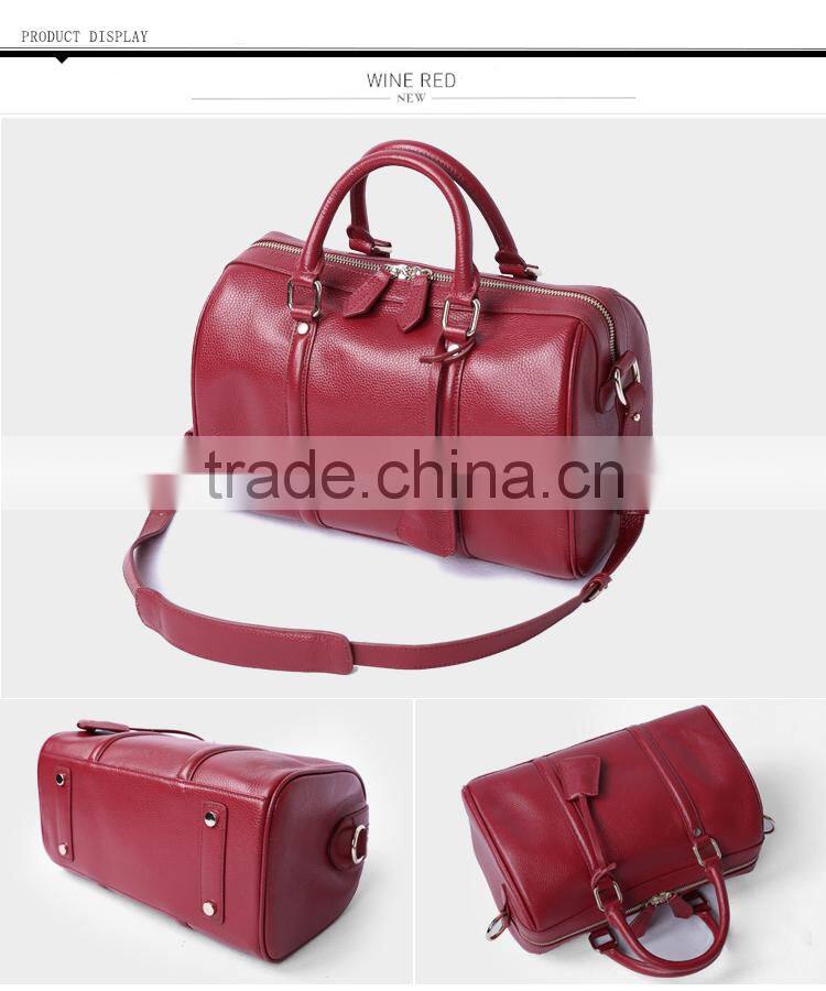 2016 new style guangzhou leather handbags top cowhide handbag boston bag for women