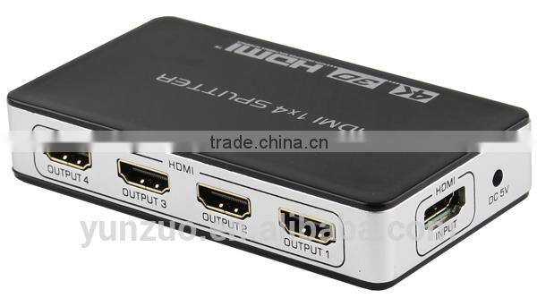 Full HD1080p HDMI splitter 1X4 Home Video split with power adapter Support 3D/4K*2K