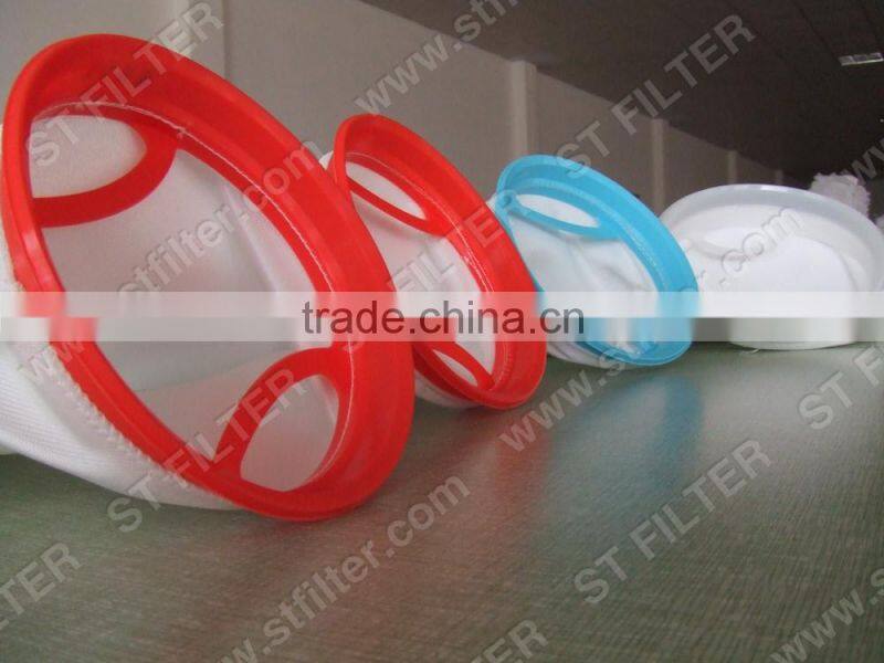100 polyester mesh bag with plastic ring,PE liquid mesh bag