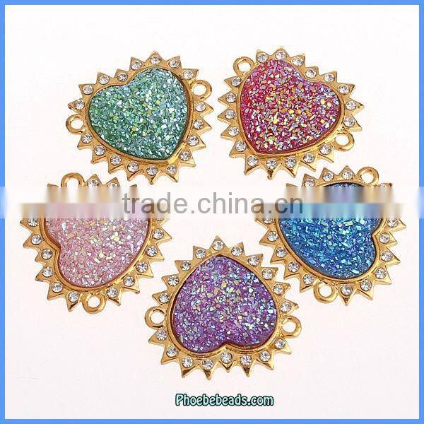 Wholesale Heart Shape Rhinestone Jewelry Findings And Components OMC-044D