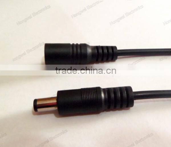 UL2464 black moulded power extension cables DC 5.5 connector male to female DC cable assembly