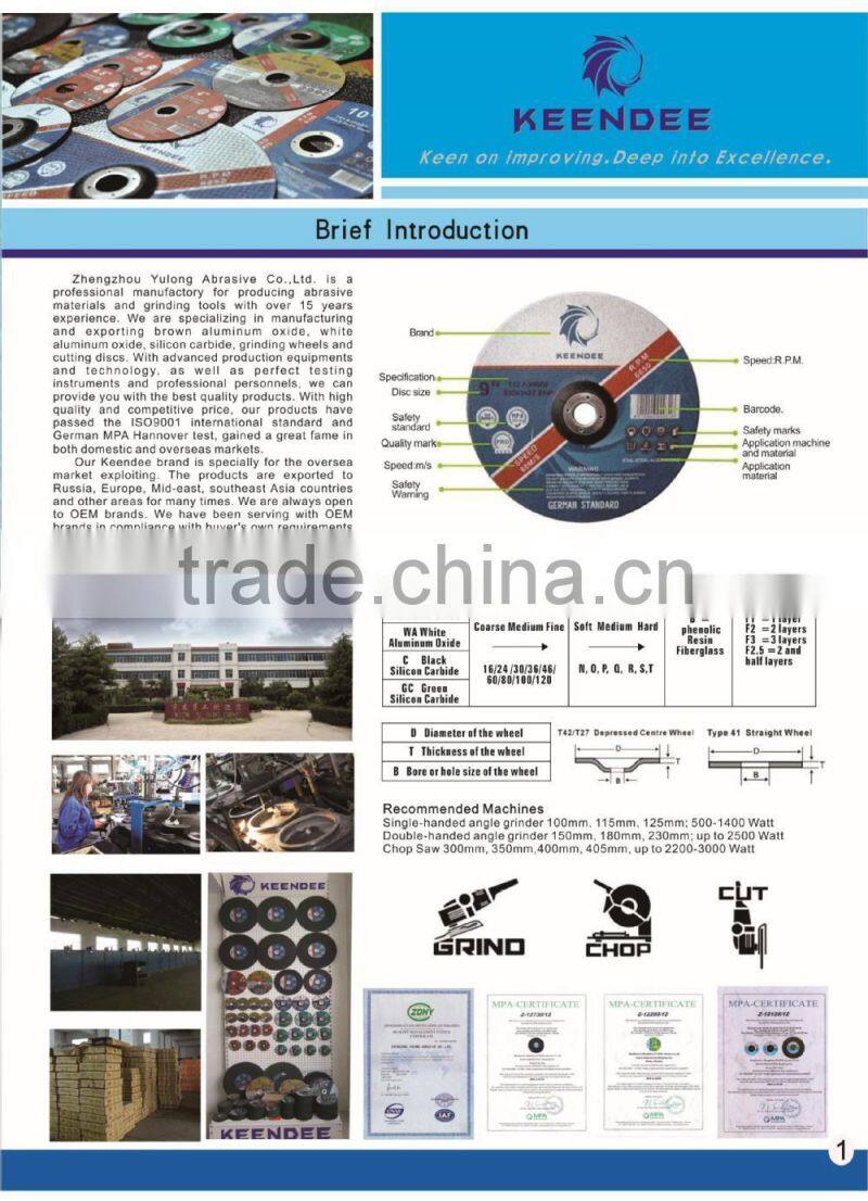 WA stainless steel cutting discs in 100 105 to 400mm