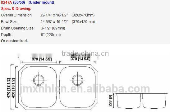 hot sale cUPC stainless steel kitchen sink for hotel