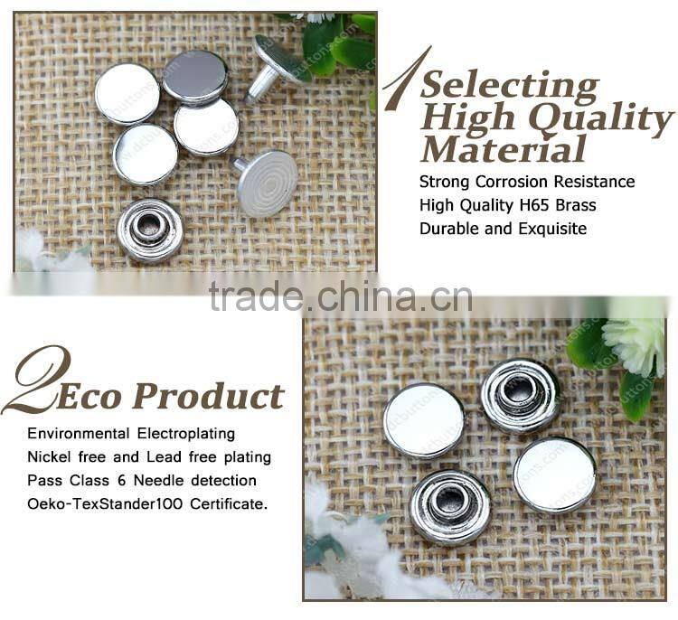 8MM shiny silver hang plating brass garment rivet