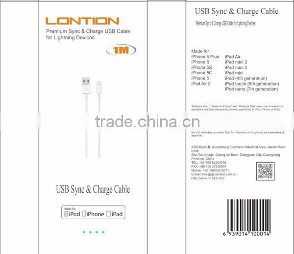 2016 MFi certified cable with new small connector design