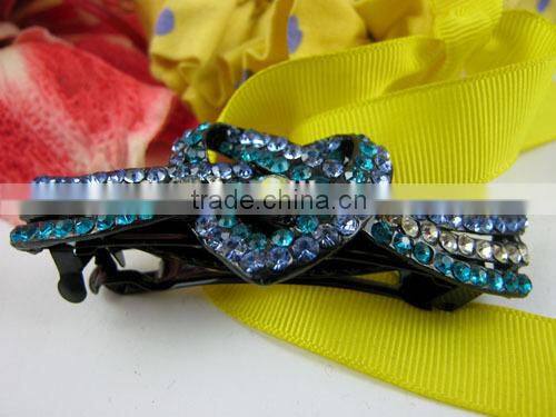 New Bule Flower Hair Clip Barrette Rhinestone Alloy