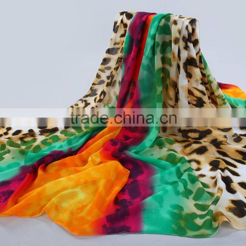 Fashion Women's Long Soft Wrap Lady Shawl Silk Leopard Chiffon Scarf