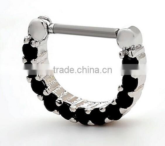 Septum Clicker Nose Rings CZ Gem Ear Piercing Cuff Diath Cartilage