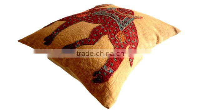 RTHCC-53 Traditional Royal Armed Camel Indian Patchwork Art Kantha Cotton cushion covers New Year Christmas Home Decor Gift