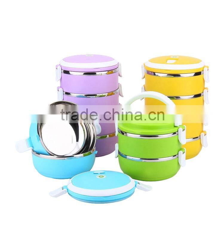 Round insulated stainless steel lunch box & bento box