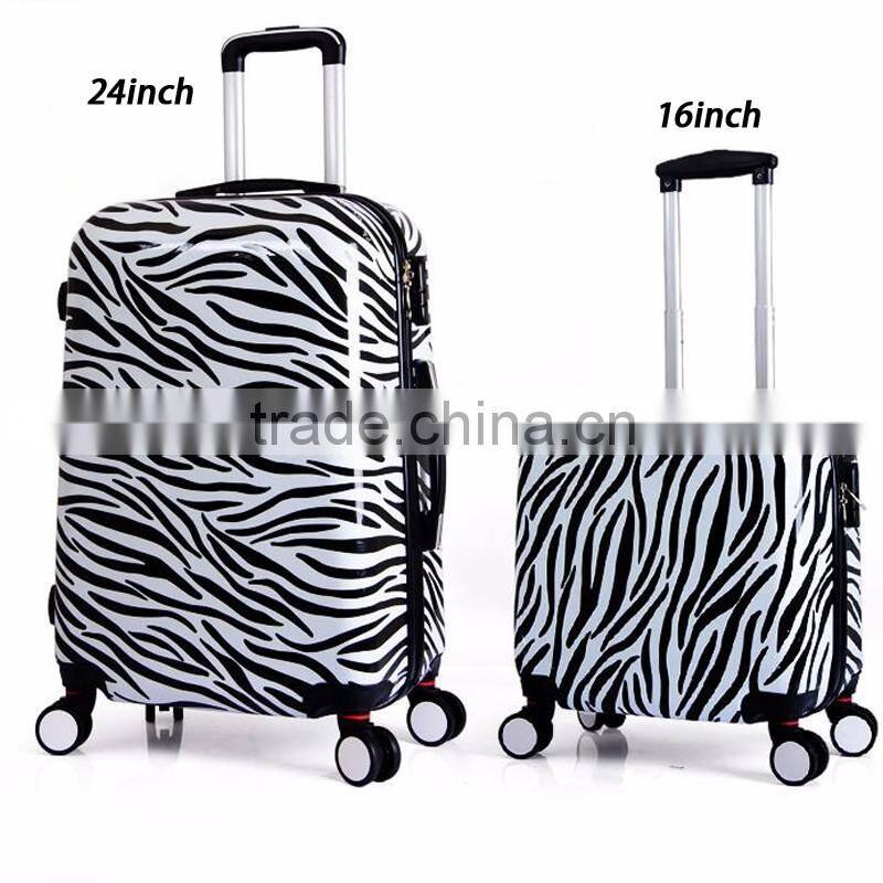 PC Kids Fancy Lightweight Spinner Luggage Travel Case Trolley Hard Case With Zebra Printing