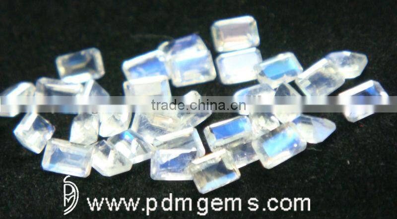 Natural Rainbow Moonstone Octagon Lot Cut For Silver Earring
