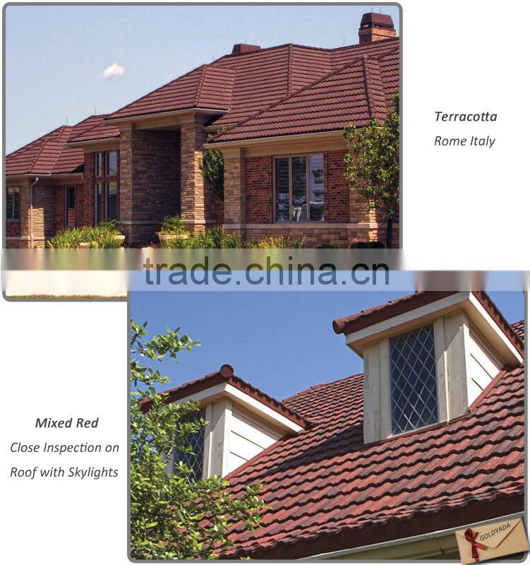 concrete roofing tiles sand coated/Color stone coated metal roofing sheets/low Classic stone coated steel roofing tile roof cost