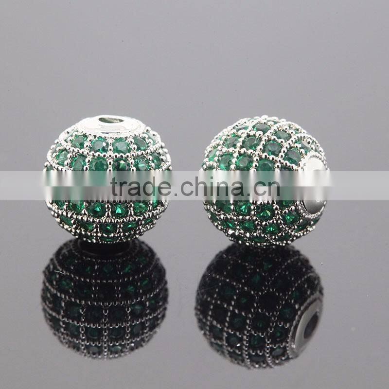8mm Green Luster CZ Crystal Beads Jewellery Round 24k Cubic Zirconia Disco Balls
