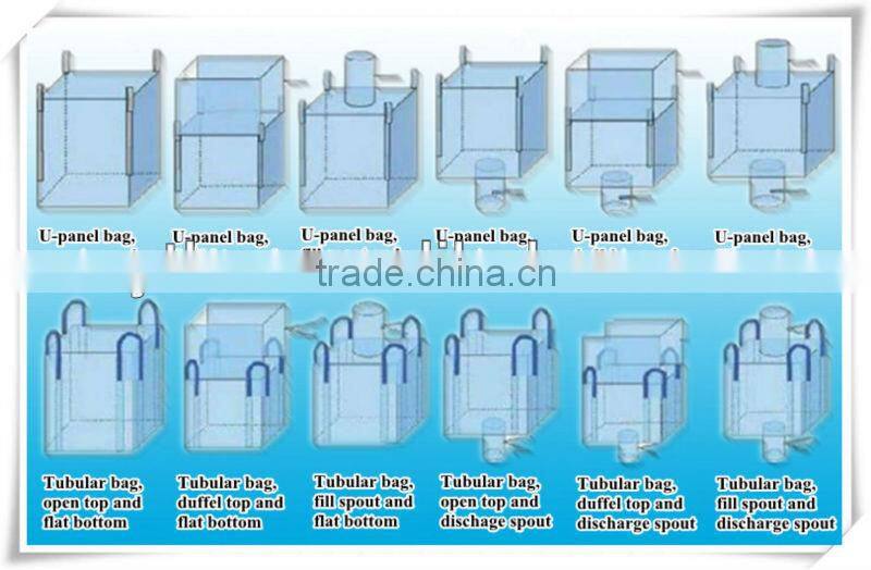 PP U-panel bag with fill spout and discharge spout/white bulk bag jumbo bag/container bag with four side-seam loops