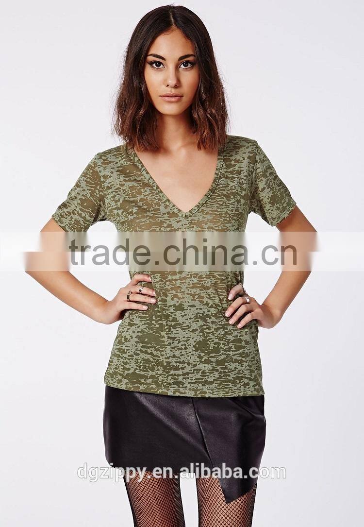 China wholesale V neck t shirt oversized fit custom t shirt for woman
