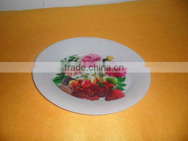 14"plastic oval flat printing dish with metal ring