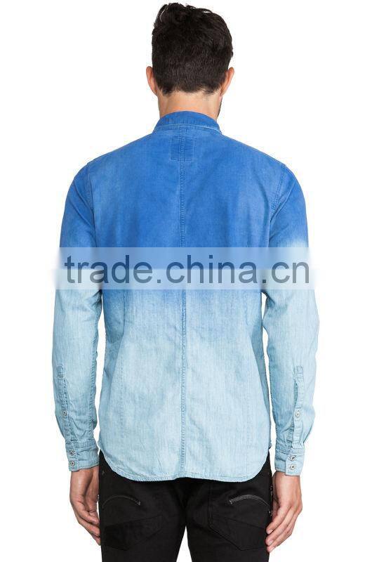new arrival men shirt ombre washed denim shirt (JXF041)