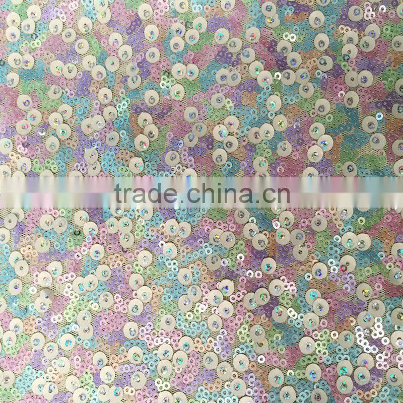 3mm 5mm colorful sequins embroidery fabric