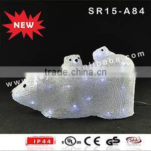 Acrylic light up LED bear carrying two babies