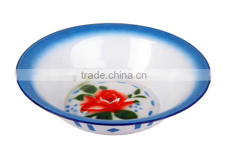 2016 best selling cheap enamel wash basin with decal flower