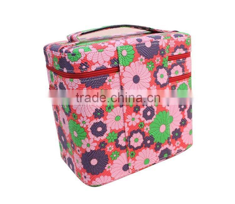 Flower-like pattern & two layer bags for cosmetics