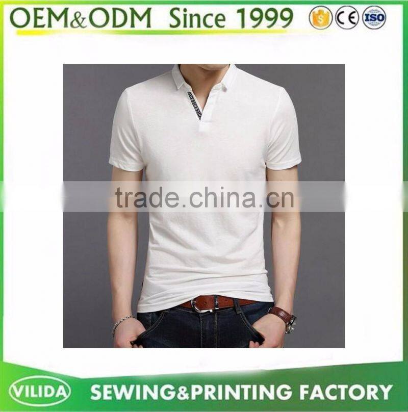 Customized Classic Collar Mens 100% Pique Cotton 220gsm Polo shirt without button OEM