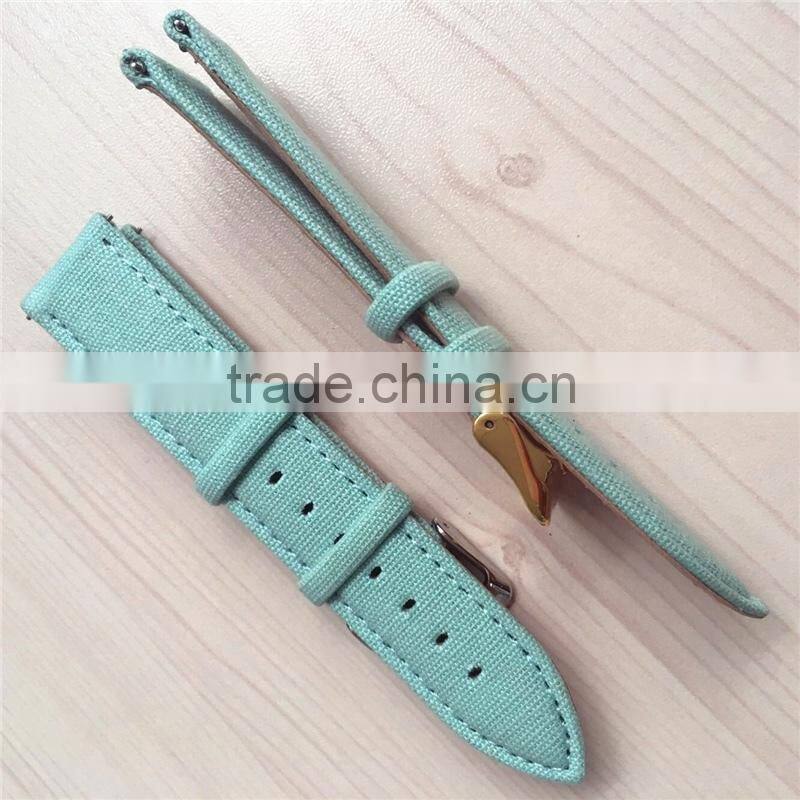 Canvas Cotton Leather Custom 21mm Watch Strap