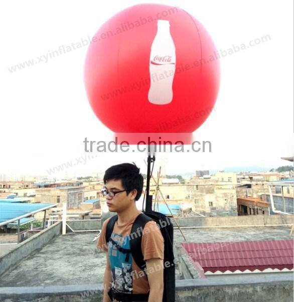 Color changed inflatable backpack balloon with removable banner