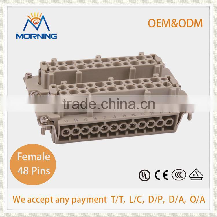 HE-048-M, Industrial Copper Alloy Material 48 Pins Auto Electrical Wire Connector, Male Screw Terminal