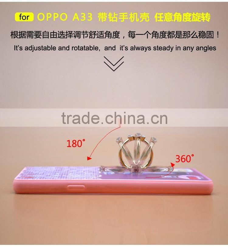 Luxury Perfume Series Printing With Diamond Ring Bracket TPU+PC Phone Case For Oppo A33